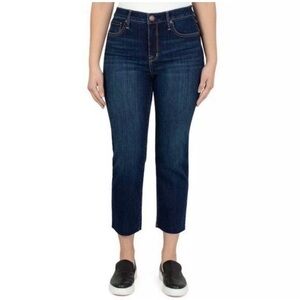 Seven7 High Rise Tower Straight Crop Raw Hem Denim B